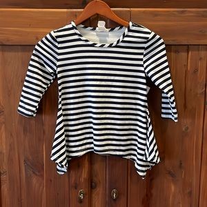 Navy and white stripe A-line Sz 10 girls top by Btween